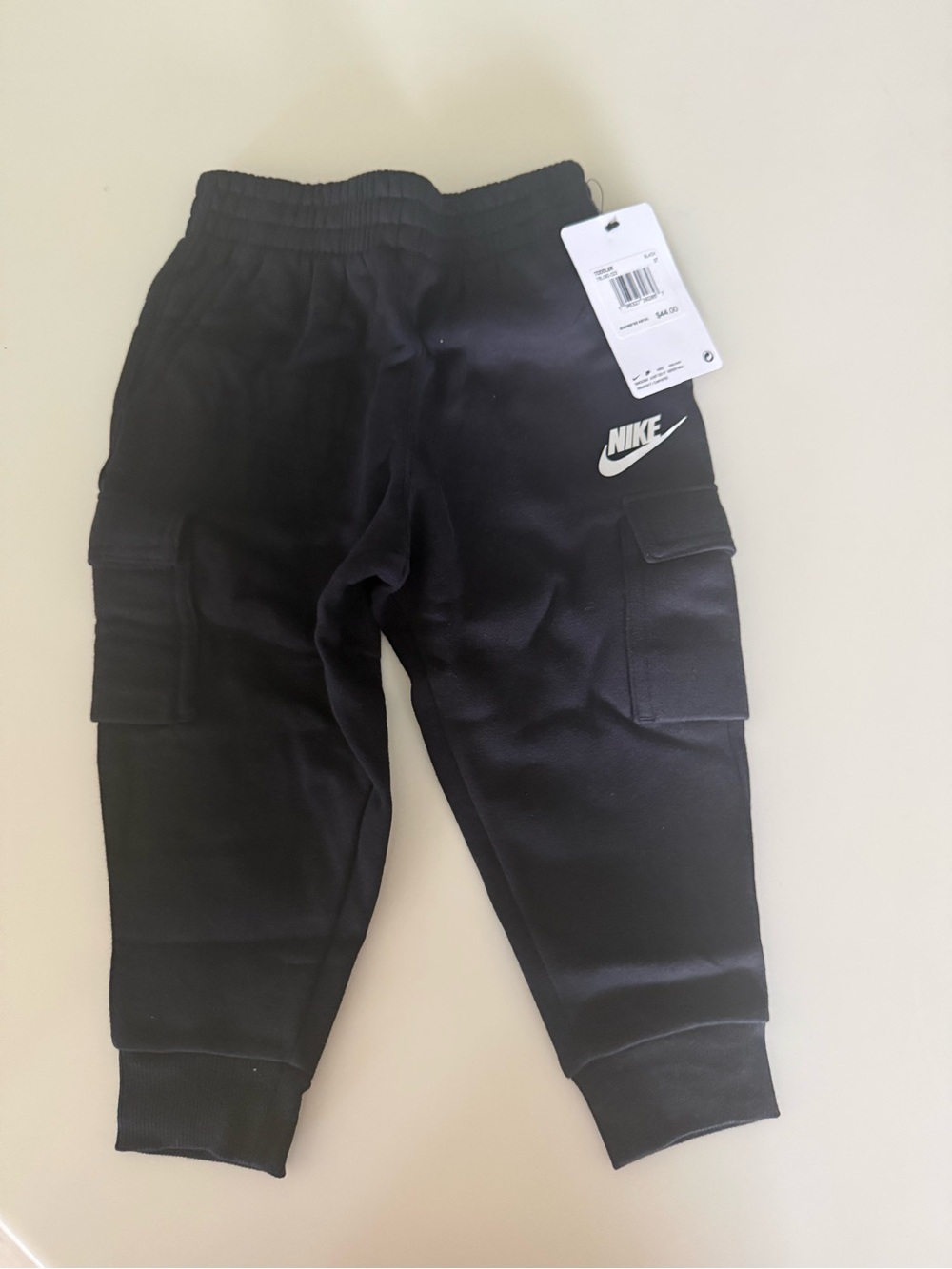 Nike Toddler Club Fleece Black Cargo Jogger Pants with White Swoosh, 3T, NWT